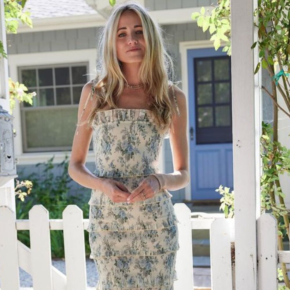 V. Chapman Geranium Dress in Blue Bouquet
